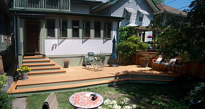 Stained Cedar Deck With Painted Trim