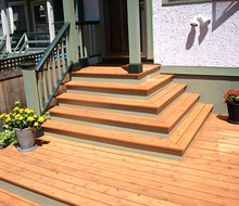 Stained Cedar Deck With Painted Trim