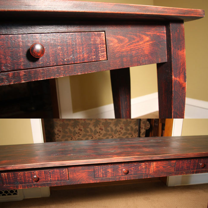 Shaker Orchard/ Work Table with Distressed Paint Finish