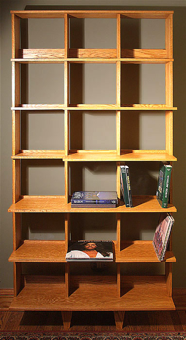 Built-In Red Oak Bookshelves