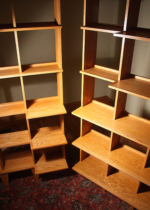 Built-In Red Oak Bookshelves