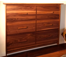 Walnut Post Modern TV Cabinet With Faux front Drawer Panels