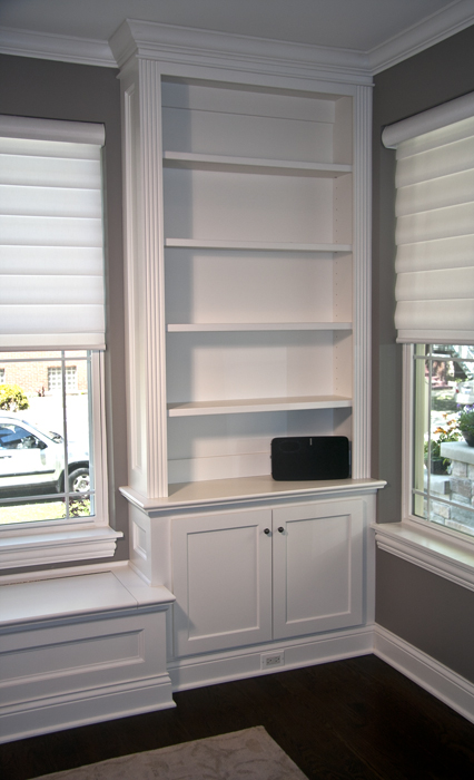 Living Room Cabinet/ Bookcases with Window Seat