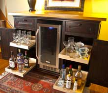 Bar With Kegerator, Drawers, Shelves and Cypress Top